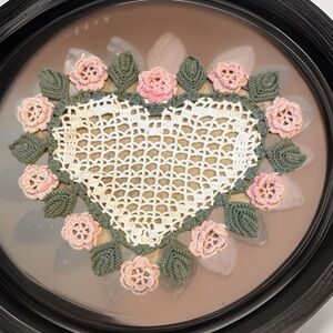 Vintage Heart Crochet Doily